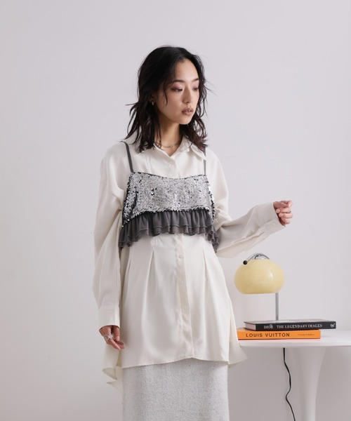 Girly Doll（ガーリードール）の「スパンコールビスチェ（キャミソール・レディース・ブラック/グレー・F）」の17枚目の写真