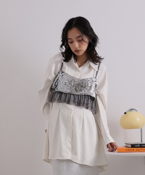 Girly Doll（ガーリードール）の「スパンコールビスチェ（キャミソール・レディース・ブラック/グレー・F）」の20枚目の写真