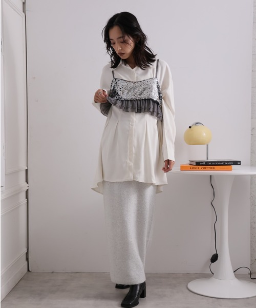 Girly Doll（ガーリードール）の「スパンコールビスチェ（キャミソール・レディース・ブラック/グレー・F）」の21枚目の写真