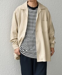 SHIPS any: 〈洗濯機可能〉ビスコース モザイクツイル ライト オープンカラー シャツ◇