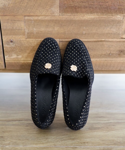 shoes365】ポインテッド トゥ厚底キルトローファー（ローファー