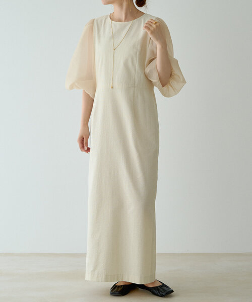 gemeil（ジェムイル）の「シアースリーブワンピース（IF-184）（ワンピース・レディース・ホワイト/ブラック・SHORT/MEDIUM/SMALL）」の2枚目の写真