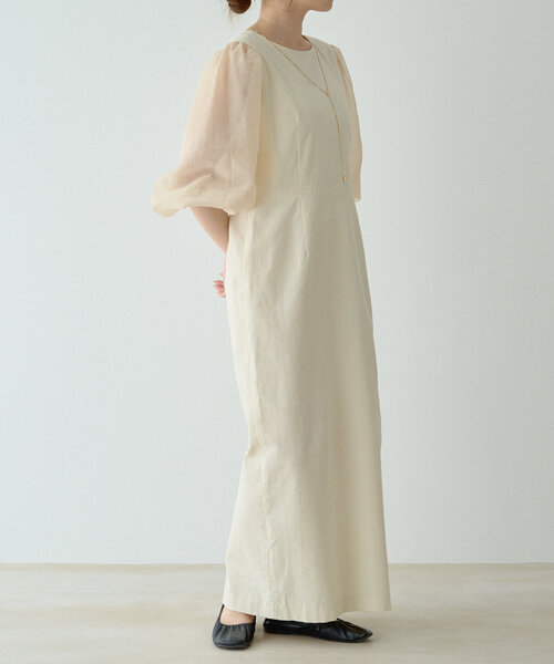 gemeil（ジェムイル）の「シアースリーブワンピース（IF-184）（ワンピース・レディース・ホワイト/ブラック・SHORT/MEDIUM/SMALL）」の3枚目の写真