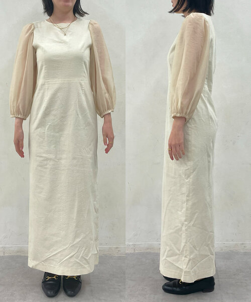 gemeil（ジェムイル）の「シアースリーブワンピース（IF-184）（ワンピース・レディース・ホワイト/ブラック・SHORT/MEDIUM/SMALL）」の10枚目の写真