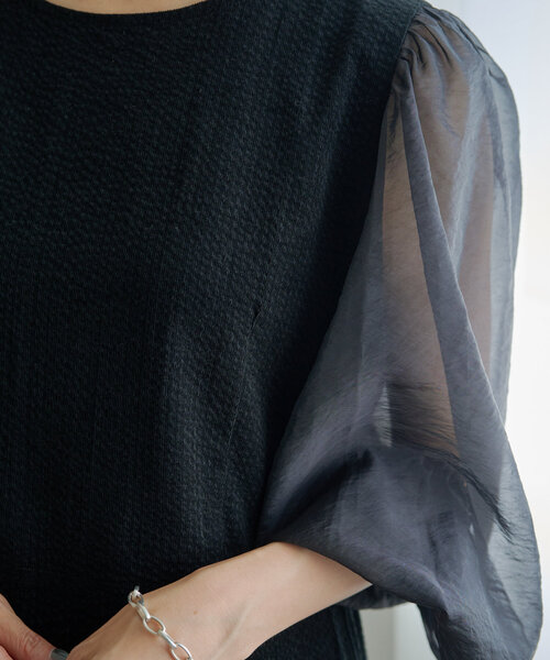 gemeil（ジェムイル）の「シアースリーブワンピース（IF-184）（ワンピース・レディース・ホワイト/ブラック・SHORT/MEDIUM/SMALL）」の15枚目の写真