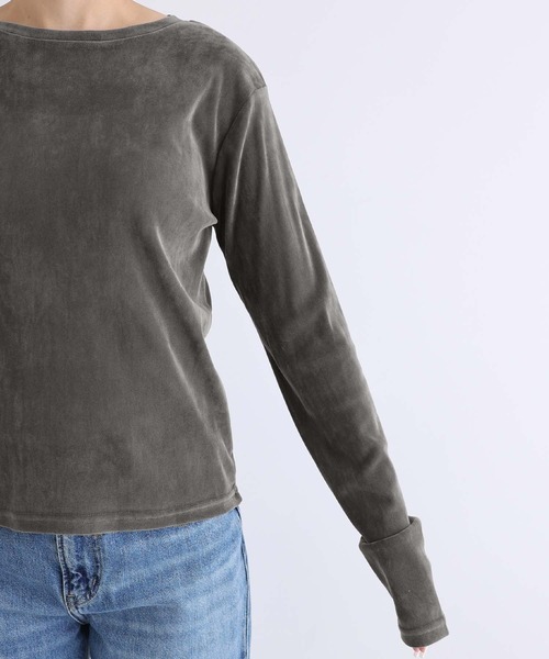 andme（アンドミー）の「【新色追加】ベロアチュールクルーネック長袖トップス（Tシャツ/カットソー・レディース・アイボリー/ブラック/チャコールグレー/ブラウン・M）」の21枚目の写真