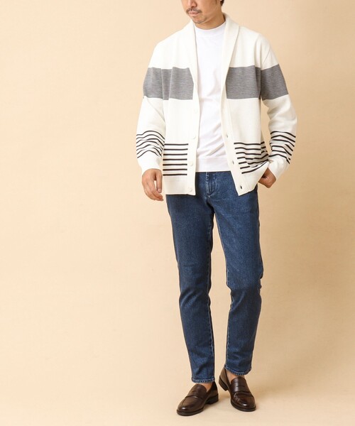 NOLLEY’S（ノーリーズ）の「配色ショールカラーカーディガン（カーディガン/ボレロ・メンズ・ブルー系その他/ホワイト系その他/ベージュ系その他・S/M/L/XL）」の5枚目の写真