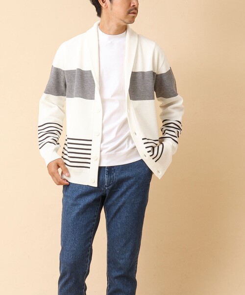 NOLLEY’S（ノーリーズ）の「配色ショールカラーカーディガン（カーディガン/ボレロ・メンズ・ブルー系その他/ホワイト系その他/ベージュ系その他・S/M/L/XL）」の6枚目の写真