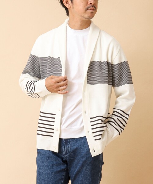 NOLLEY’S（ノーリーズ）の「配色ショールカラーカーディガン（カーディガン/ボレロ・メンズ・ブルー系その他/ホワイト系その他/ベージュ系その他・S/M/L/XL）」の9枚目の写真