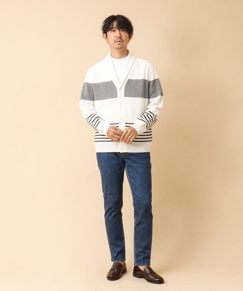 NOLLEY’S（ノーリーズ）の「配色ショールカラーカーディガン（カーディガン/ボレロ・メンズ・ブルー系その他/ホワイト系その他/ベージュ系その他・S/M/L/XL）」の12枚目の写真