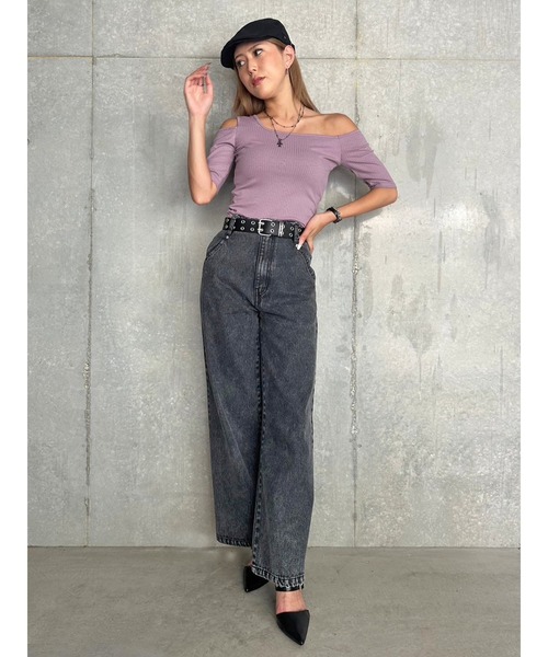 EGOIST（エゴイスト）の「アシメデザインカットリブTOP（Tシャツ/カットソー・レディース・ブラック/カーキ/パープル・FREE）」の20枚目の写真