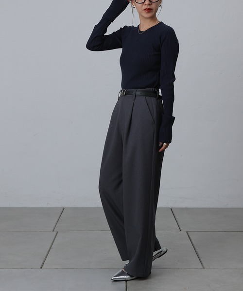 COLONY 2139（コロニートゥーワンスリーナイン）の「ウールライクタックワイドパンツ（スラックス・レディース・ブラック/グレー/チャコールグレー・SMALL/MEDIUM）」の17枚目の写真