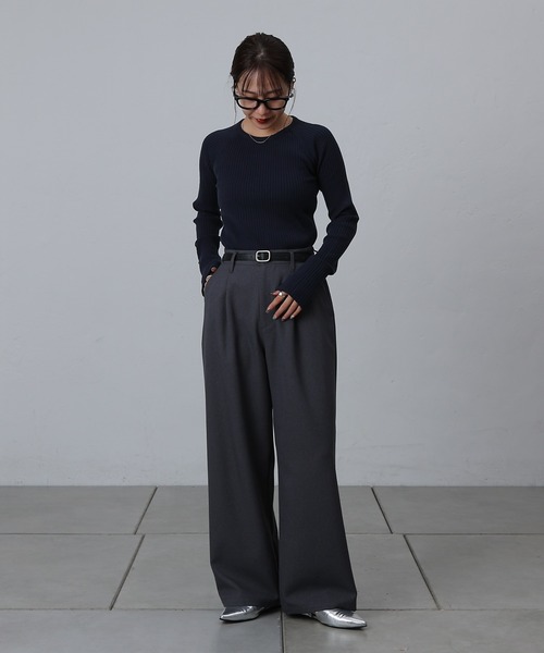COLONY 2139（コロニートゥーワンスリーナイン）の「ウールライクタックワイドパンツ（スラックス・レディース・ブラック/グレー/チャコールグレー・SMALL/MEDIUM）」の18枚目の写真
