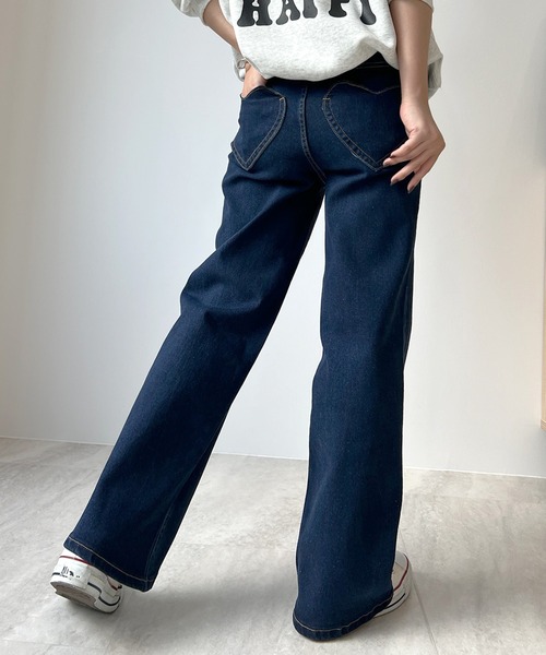 Futier land（フューティアランド）の「【3サイズ展開】ハートポケットステッチストレートデニムパンツ（デニムパンツ・レディース・ライトブルー/インディゴブルー・LARGE/MEDIUM/SMALL）」の6枚目の写真