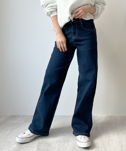 セール】【3サイズ展開】ハートポケットステッチストレートデニム
