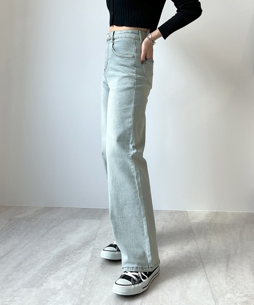 Futier land（フューティアランド）の「【3サイズ展開】ハートポケットステッチストレートデニムパンツ（デニムパンツ・レディース・ライトブルー/インディゴブルー・LARGE/MEDIUM/SMALL）」の15枚目の写真