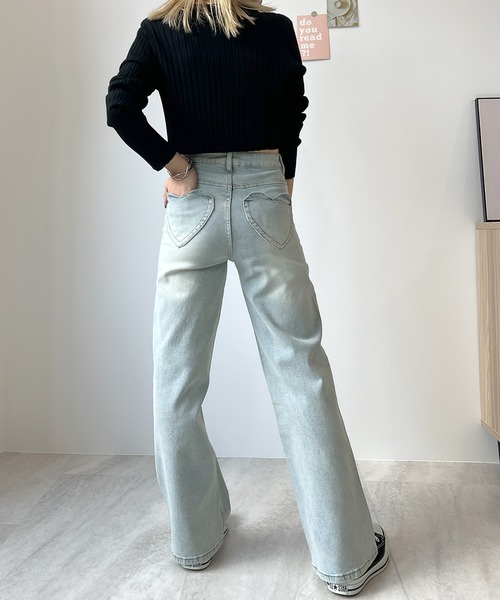 Futier land（フューティアランド）の「【3サイズ展開】ハートポケットステッチストレートデニムパンツ（デニムパンツ・レディース・ライトブルー/インディゴブルー・LARGE/MEDIUM/SMALL）」の17枚目の写真