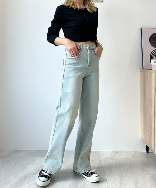 Futier land（フューティアランド）の「【3サイズ展開】ハートポケットステッチストレートデニムパンツ（デニムパンツ・レディース・ライトブルー/インディゴブルー・LARGE/MEDIUM/SMALL）」の18枚目の写真