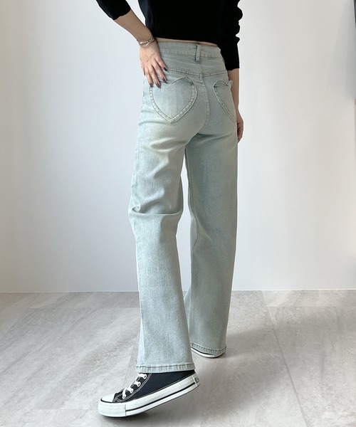 Futier land（フューティアランド）の「【3サイズ展開】ハートポケットステッチストレートデニムパンツ（デニムパンツ・レディース・ライトブルー/インディゴブルー・LARGE/MEDIUM/SMALL）」の19枚目の写真