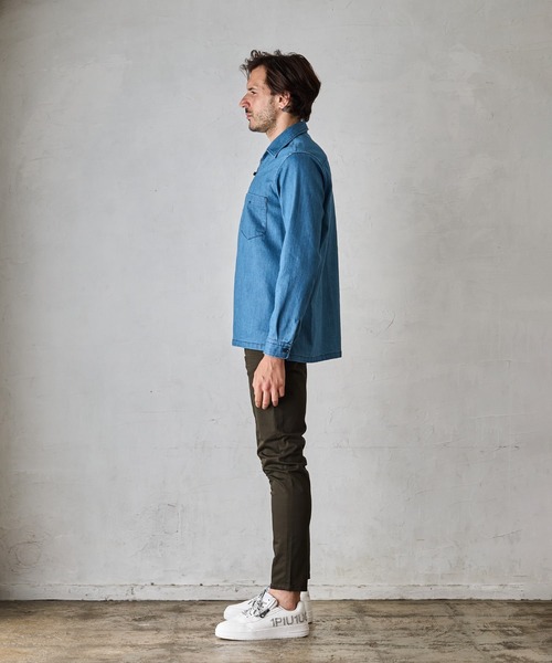 RATTLE TRAP（ラトルトラップ）の「7.2ozストレッチデニムスキッパーシャツ（シャツ/ブラウス・メンズ・ライトグレー/ブルー・S/M/L/LL）」の9枚目の写真