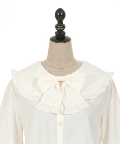 axes femme POETIQUE（アクシーズファムポエティック）の「ピンタックリボン丸襟ブラウス（シャツ/ブラウス・レディース・キナリ/ブラウン/ブラック・MEDIUM）」の12枚目の写真