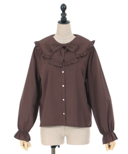 axes femme POETIQUE（アクシーズファムポエティック）の「ピンタックリボン丸襟ブラウス（シャツ/ブラウス・レディース・キナリ/ブラウン/ブラック・MEDIUM）」の19枚目の写真