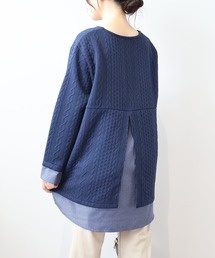 【LL～6L 大きいサイズ】【WEB/一部店舗限定】フクレジャガード重ね着風カットソー