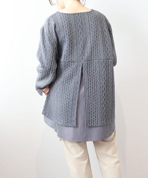 MB mint breeze(エムビーミントブリーズ)の「【LL~6L 大きいサイズ】【WEB/一部店舗限定】フクレジャガード重ね着風カットソー(Tシャツ/カットソー・レディース・チャコールグレー/レッド/ネイビー/カーキ・5L/4L/3L/LL/6L)」の8枚目の写真