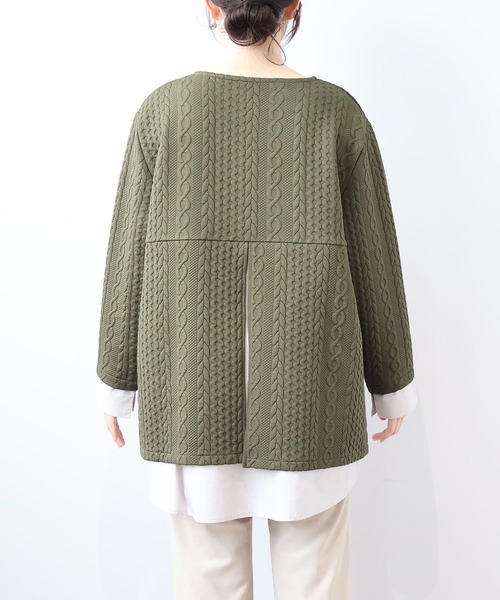 MB mint breeze(エムビーミントブリーズ)の「【LL~6L 大きいサイズ】【WEB/一部店舗限定】フクレジャガード重ね着風カットソー(Tシャツ/カットソー・レディース・チャコールグレー/レッド/ネイビー/カーキ・5L/4L/3L/LL/6L)」の18枚目の写真