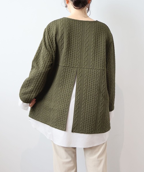 MB mint breeze(エムビーミントブリーズ)の「【LL~6L 大きいサイズ】【WEB/一部店舗限定】フクレジャガード重ね着風カットソー(Tシャツ/カットソー・レディース・チャコールグレー/レッド/ネイビー/カーキ・5L/4L/3L/LL/6L)」の19枚目の写真