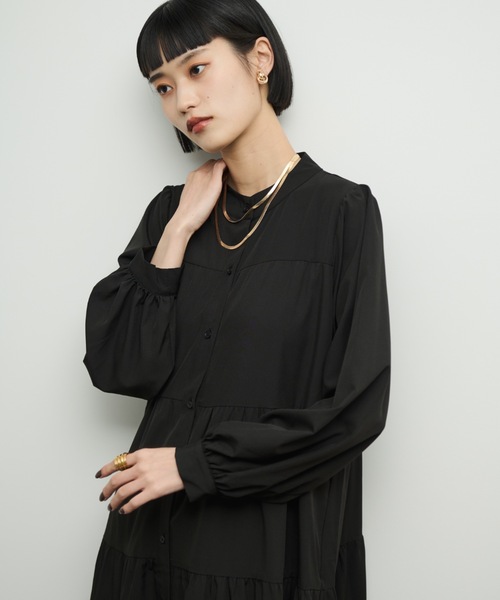 Shelly island（シェリーアイランド）の「ティアードシャツワンピース（シャツワンピース・レディース・ブラウン/ブラック・FREE）」の2枚目の写真