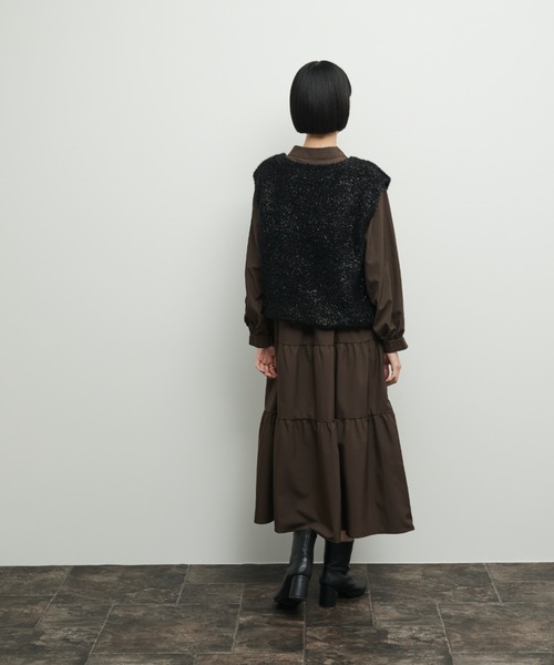 Shelly island（シェリーアイランド）の「ティアードシャツワンピース（シャツワンピース・レディース・ブラウン/ブラック・FREE）」の11枚目の写真