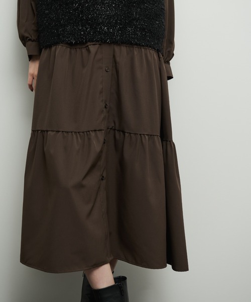 Shelly island（シェリーアイランド）の「ティアードシャツワンピース（シャツワンピース・レディース・ブラウン/ブラック・FREE）」の15枚目の写真