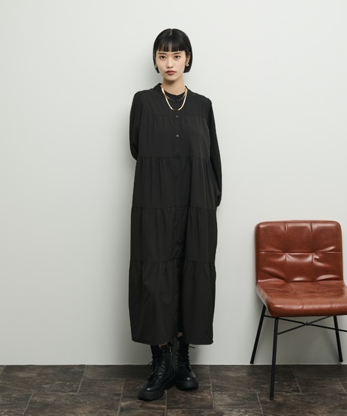 Shelly island（シェリーアイランド）の「ティアードシャツワンピース（シャツワンピース・レディース・ブラウン/ブラック・FREE）」の21枚目の写真