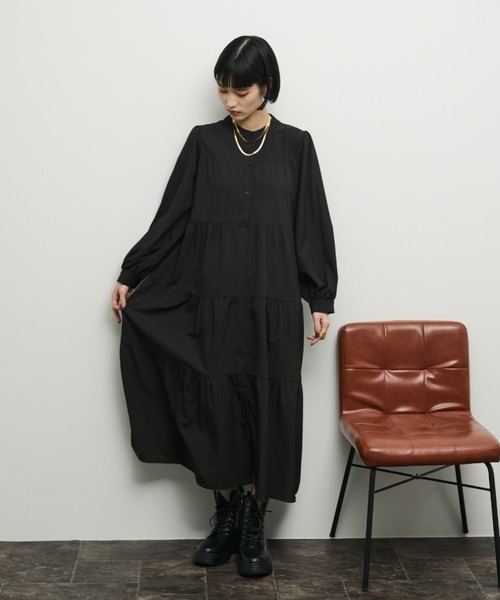 Shelly island（シェリーアイランド）の「ティアードシャツワンピース（シャツワンピース・レディース・ブラウン/ブラック・FREE）」の20枚目の写真