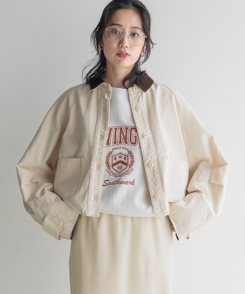 LOWRYS FARM（ローリーズファーム）の「カバーオールショートシャツ　135691（テーラードジャケット・レディース・ブラック/アイボリー/ブルー・FREE）」の3枚目の写真