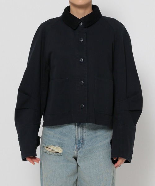 LOWRYS FARM（ローリーズファーム）の「カバーオールショートシャツ　135691（テーラードジャケット・レディース・ブラック/アイボリー/ブルー・FREE）」の4枚目の写真