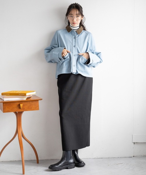 LOWRYS FARM（ローリーズファーム）の「カバーオールショートシャツ　135691（テーラードジャケット・レディース・ブラック/アイボリー/ブルー・FREE）」の17枚目の写真