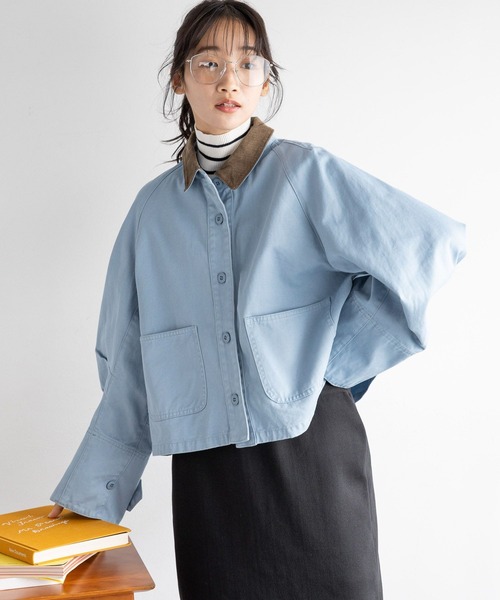 LOWRYS FARM（ローリーズファーム）の「カバーオールショートシャツ　135691（テーラードジャケット・レディース・ブラック/アイボリー/ブルー・FREE）」の20枚目の写真