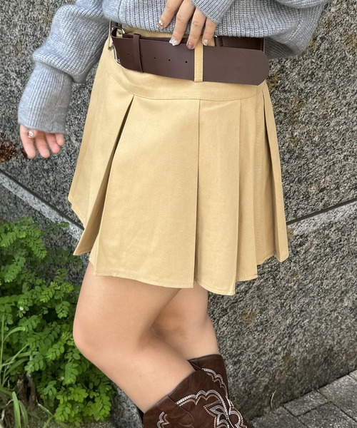 madrepadre(マドレパドレ)の「ベルト付きプリーツミニスカート(スカート・レディース・ブラック/ホワイト/ブラウン/ベージュ・SMALL/MEDIUM/LARGE)」の4枚目の写真