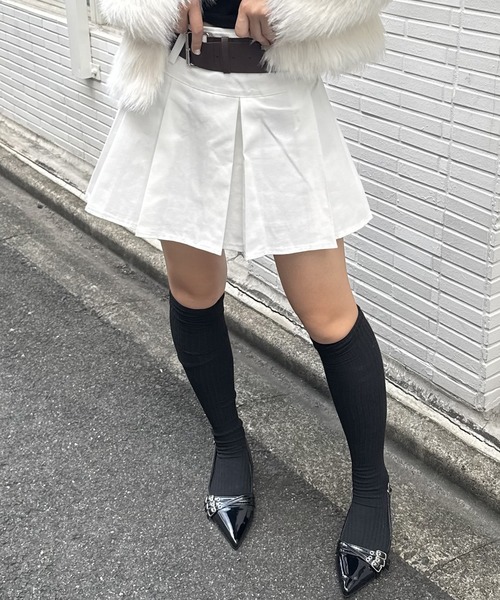 セール】ベルト付きプリーツミニスカート（スカート