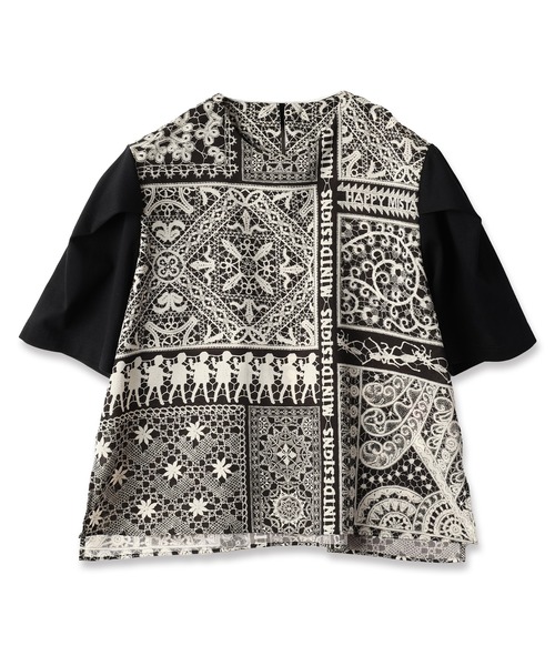 mintdesigns（ミントデザインズ）の「LACE COLLAGE TOPS / レースコラージュトップス（Tシャツ/カットソー・レディース・ブラック/グレー・2）」の6枚目の写真