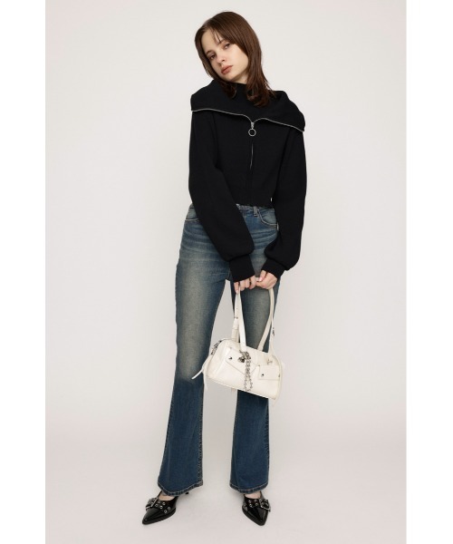 ニット セーター COLLAR ZIP CROP 2P TOPS カラー ジップ クロップ 2ピー トップス レディース SLY（スライ）の「COLLAR ZIP CROP 2P TOPS カラー ジップ