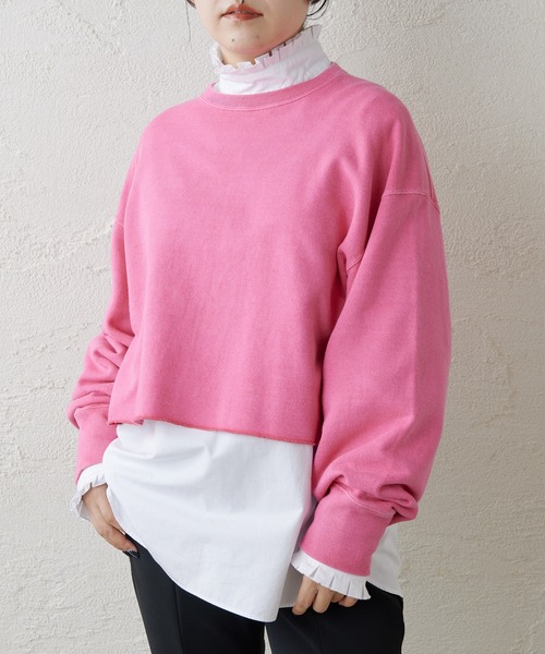 Whim Gazette（ウィムガゼット）の「ウォッシュ裏毛プルオーバー（スウェット・レディース・ベージュ/ピンク/グレー・FREE）」の3枚目の写真