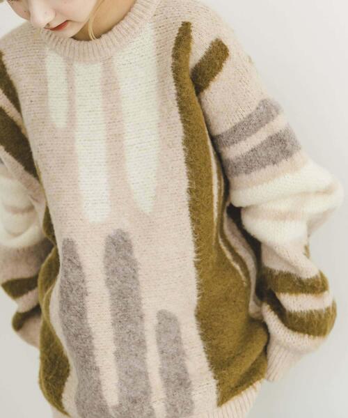 ITEMS URBANRESEARCH(アイテムズ アーバンリサーチ)の「シャギーモチーフビッグニット(ニット/セーター・レディース・ベージュ/ピンク/ブルー・FREE)」の3枚目の写真