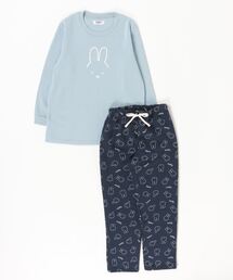Miffy（ ミッフィー）の「Miffy（ミッフィー）キャラクター裏起毛スウェットパジャマ/プルオーバートップス＆総柄パンツ上下セット（ルームウェア/パジャマ）」