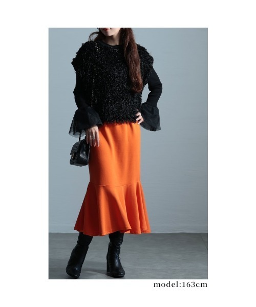 Sawa a la mode（サワアラモード）の「異素材チュールフレア袖リブニット（ニット/セーター・レディース・ベージュ/ブラック/ブルー・FREE）」の20枚目の写真