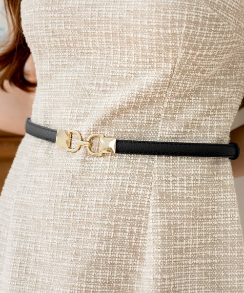 Julia Boutique（ジュリアブティック）の「ゴールドバックル細ベルト（ベルト・レディース・ホワイト/ブラウン/ブラック・ONE）」の3枚目の写真
