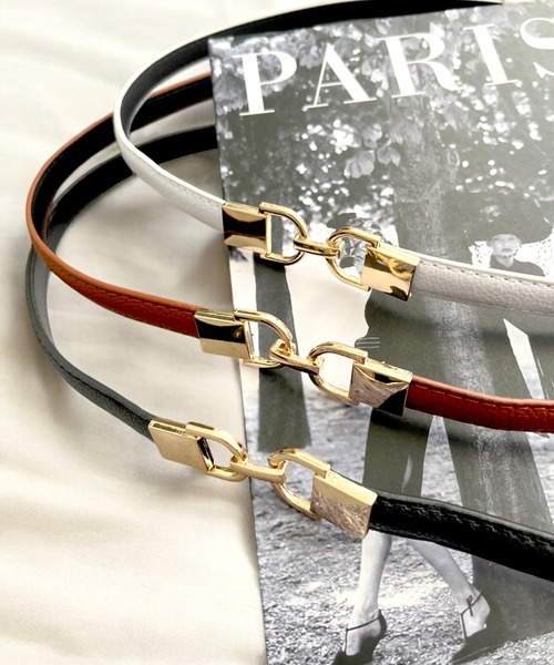 Julia Boutique（ジュリアブティック）の「ゴールドバックル細ベルト（ベルト・レディース・ホワイト/ブラウン/ブラック・ONE）」の19枚目の写真
