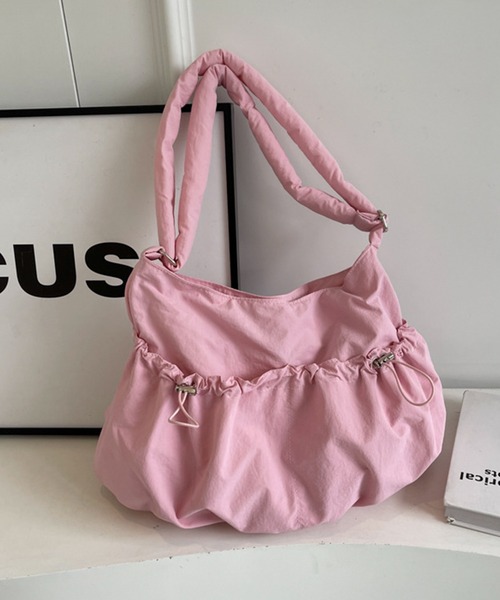【enzoblues】(韓国人気) PIXEL LOGO ショルダーバッグ PINK セール】【M2SUQARED/エムツースクエア】ドロストショルダー